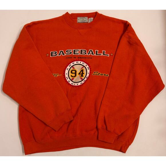 Vtg Y2K American Eagle Outfitters Orange Baseball Crewneck Sweatshirt Size L - Picture 1 of 4